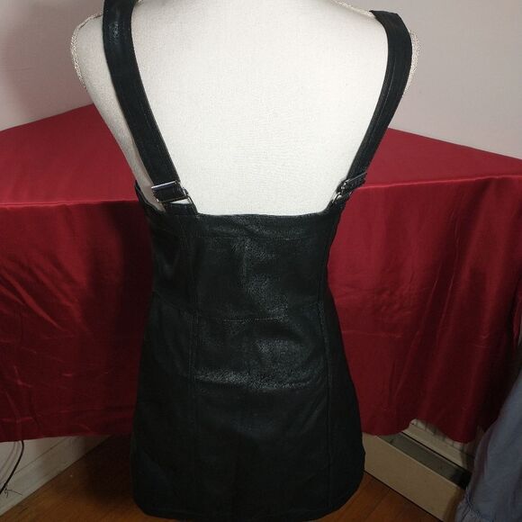 LOVE TREE Biker Look Faux Leather Mini Dress Medium. Condition is Pre-own - Picture 8 of 8